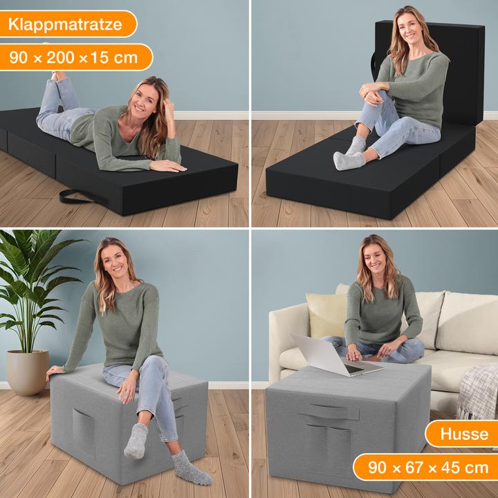 Immagine prodotto Bestschlaf Materasso pieghevole con copertura e borsa per il trasporto (90 x 200 cm, Nucleo di schiuma)