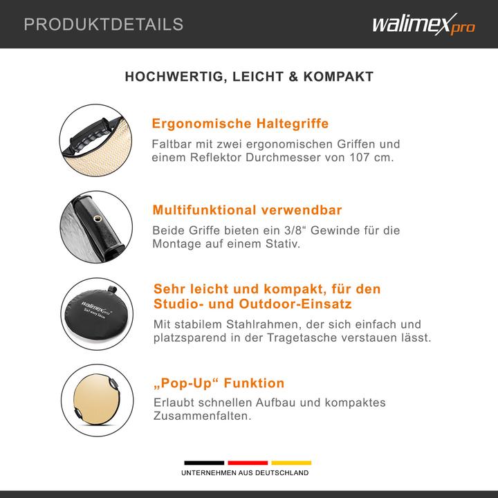 Produktbild Walimex pro Pro 5 in 1 Faltreflektor wavy comfort (Faltreflektor, 107 cm)