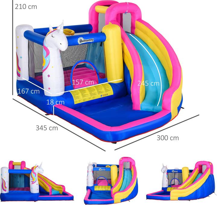 Produktbild Outsunny Kinderhüpfburg mit Rutsche und Pool