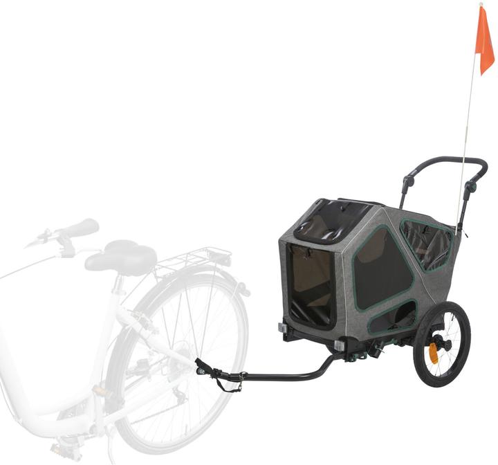 Actual product image Trixie Bicycle trailer L, 80×103×98/147 cm, grey/sage (Dog, Reflectors, Can be opened completely)