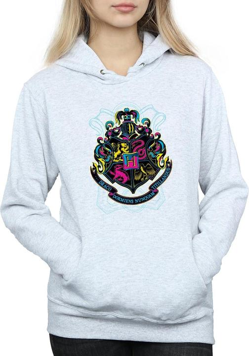Actual product image Womens/Ladies Neon Hogwarts Crest Hoodie (XXL)