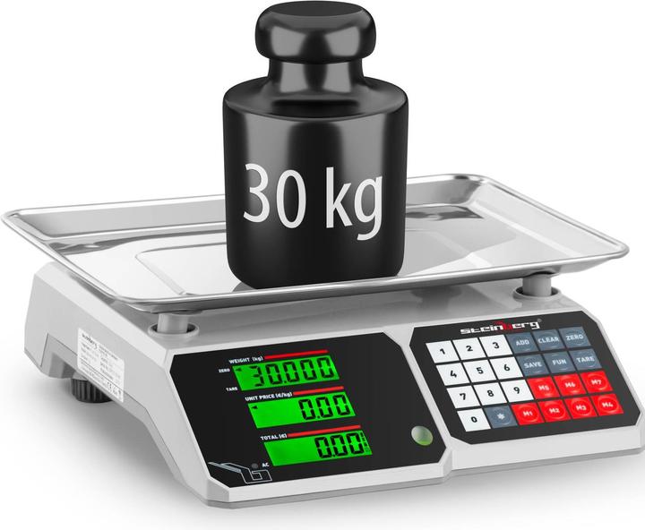 Produktbild Steinberg Kontrollwaage LCD Profi Ladenwaage Preiswaage 30Kg 1G Marktwaage Tischwaage