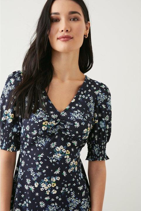 Produktbild Dorothy Perkins Ditsy Print Geraffte Manschette Petite Midi Kleid (32 D)