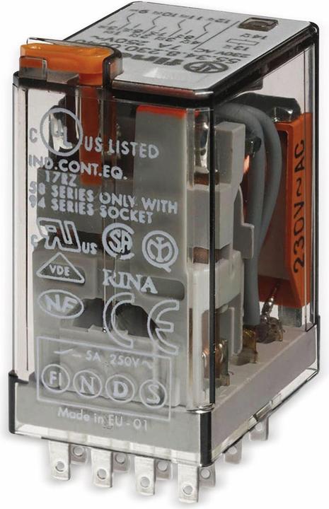 Actual product image Finder 4PDT mini plug-in relay,7A 230Vac coil
