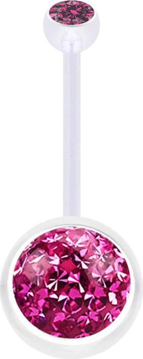 Image du produit Star Piercing Banane transparente avec boule de cristal rose et boule de cristal rose Couche de protection en (Bioflex, sans laiton)