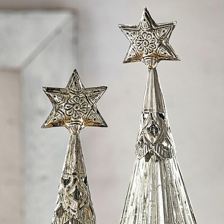 Produktbild Loberon Deko-Weihnachtsbaum 2er Set Lillemor silber