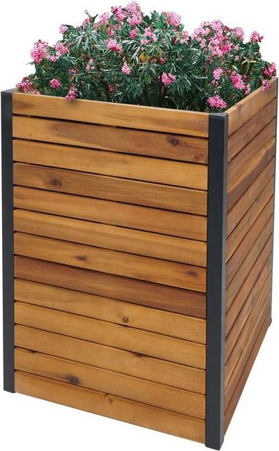 Produktbild Mendler Pflanzkasten HWC-L23, Outdoor Akazie Aluminium, 60x42x42cm braun