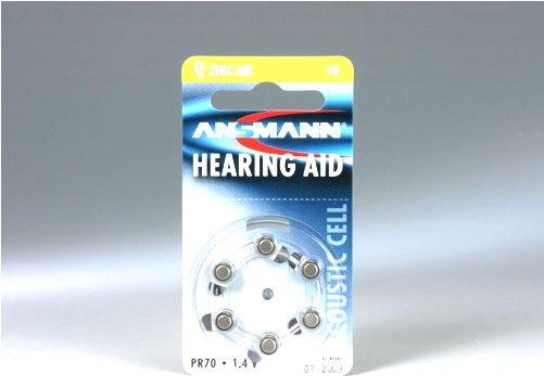 Actual product image Ansmann 1x6 Zinc-Air 10 (PR 70) hearing aid batteries (6 pcs., PR70, 90 mAh)