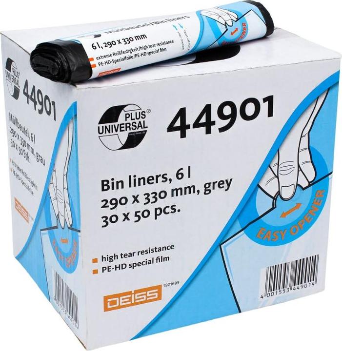Produktbild Universal Plus Müllbeutel 6,0 l grau 6 µm, 1 St. (50 x, 6 l)