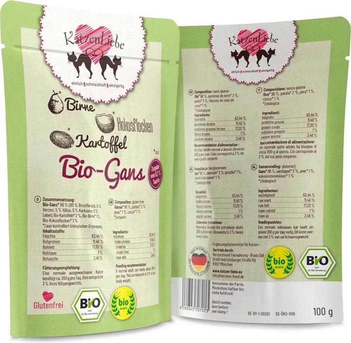 Immagine prodotto KatzenLiebe Oca biologica con patate (Adulto, 1 pz., 100 g)
