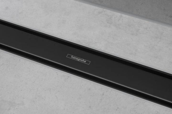 Produktbild hansgrohe Duschrinne RainDrain Match, mit höhenverstellbarem Rahmen 800 mm, mattschwarz (800 mm)