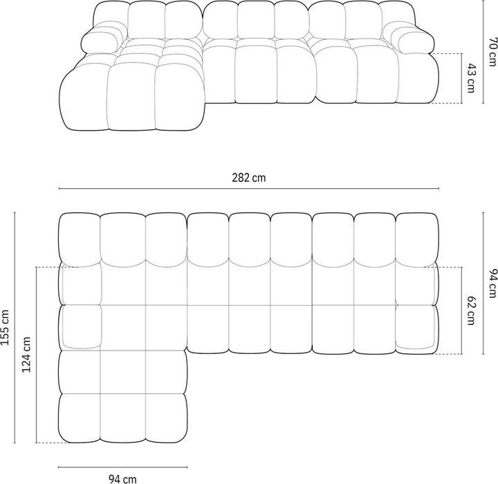 Image du produit Micadoni Canapé D'Angle Gauche Modulaire, "Bellis", 4 Places, 282x155x70Fabriqué en Europe (Canapé d'angle)