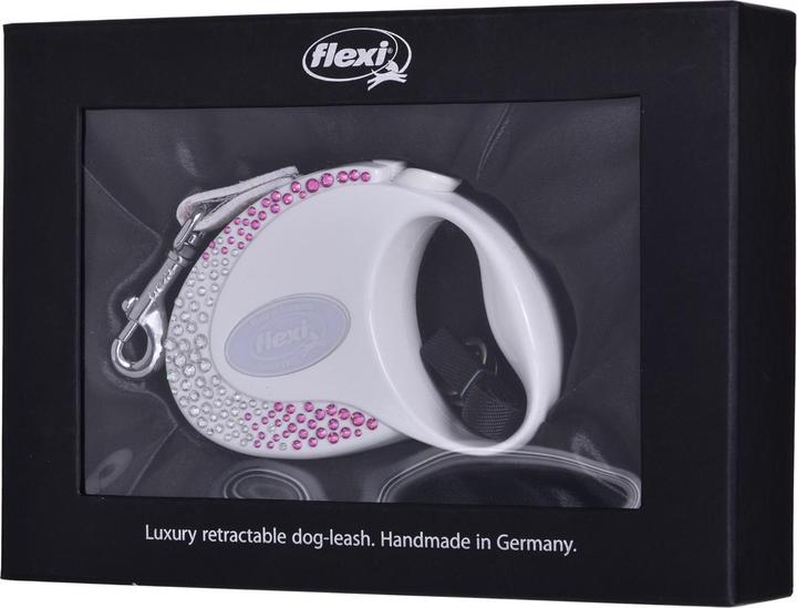 Actual product image Flexi Glam Composition with Swarovski crystals S - Dog Retractable Leash - 3 m - White (S, Dog, General)