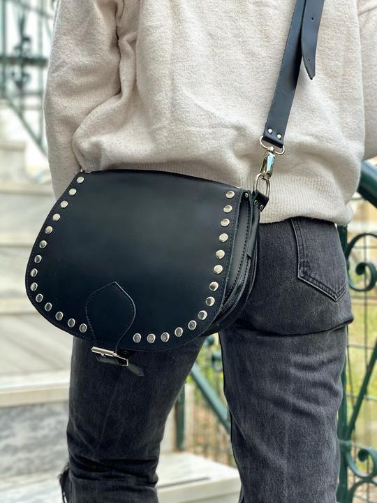 Image du produit Only-Bags.Store Sac en cuir noir, sac à main en cuir, sac clouté, sac à bandoulière, cadeau pour vous, de