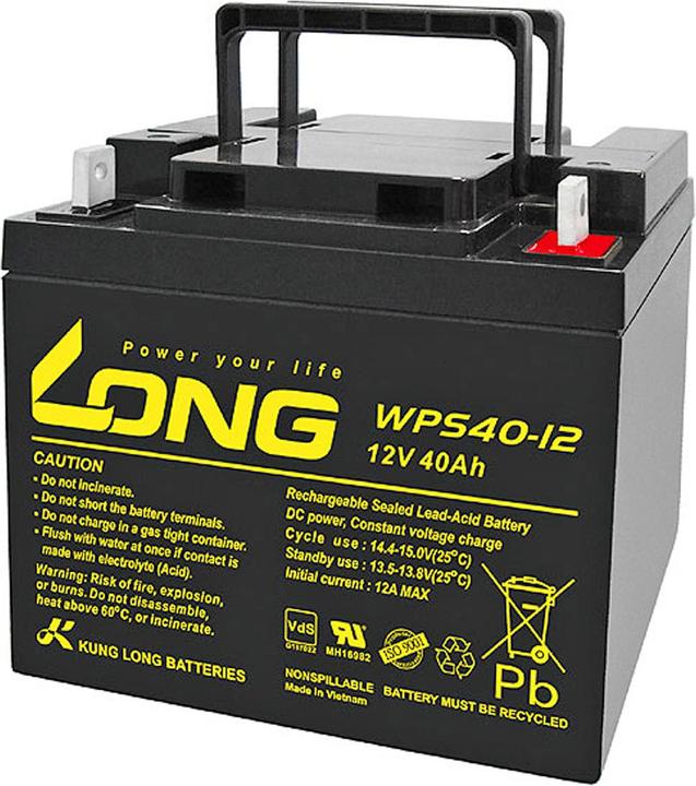 Produktbild Kung Long WPS40-12 PB Blei Akku 12 Volt 40Ah mit M6 Flachpol Anschluss (12 V, 40 Ah)