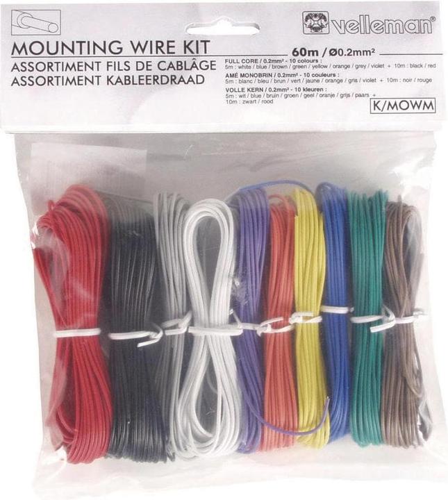 Velleman Set di cavi - 10 colori - 60M - Nucleo solido (60 m)
