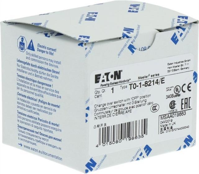 Actual product image Eaton T0-1-8214/E Change-over switch 019863 Kont2 20A 2>0 1 45° momentary Mounting