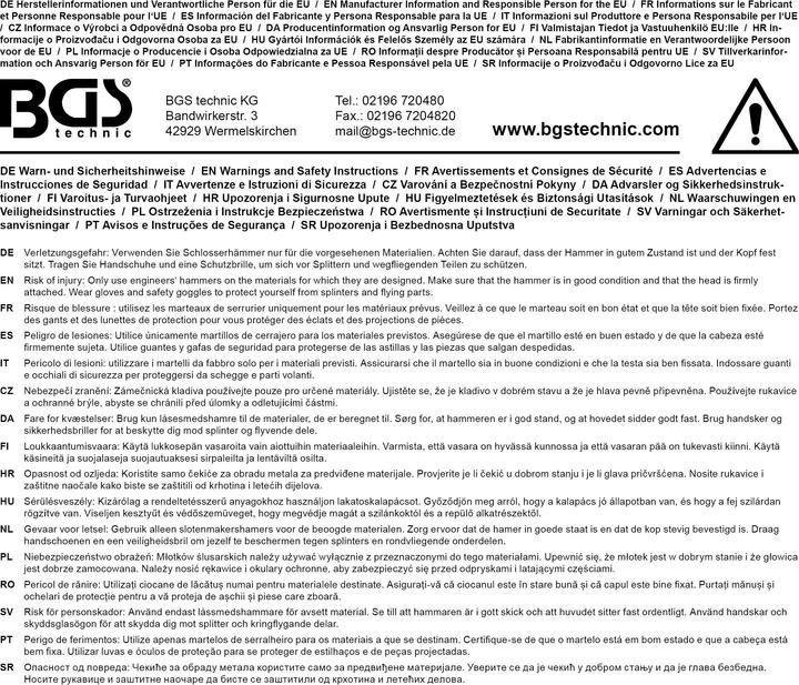 Immagine prodotto BGS Martello per meccanica manico in legno DIN 1041 100 g (155 g)
