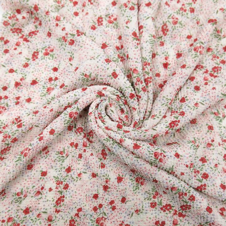 Produktbild Stoffrestposten Plissee Chiffon - Streublümchen auf Offwhite