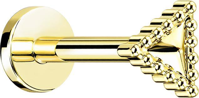 Immagine prodotto Star Piercing Micro Labret con filettatura interna e triangolo placcato oro con bordo a pallina (Acciaio chirurgico 316L, Ottone)
