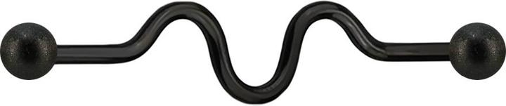 Produktbild Star Piercing Barbell schwarz zig zag mit zwei Kugeln gesprenkelt (Chirurgenstahl 316L)