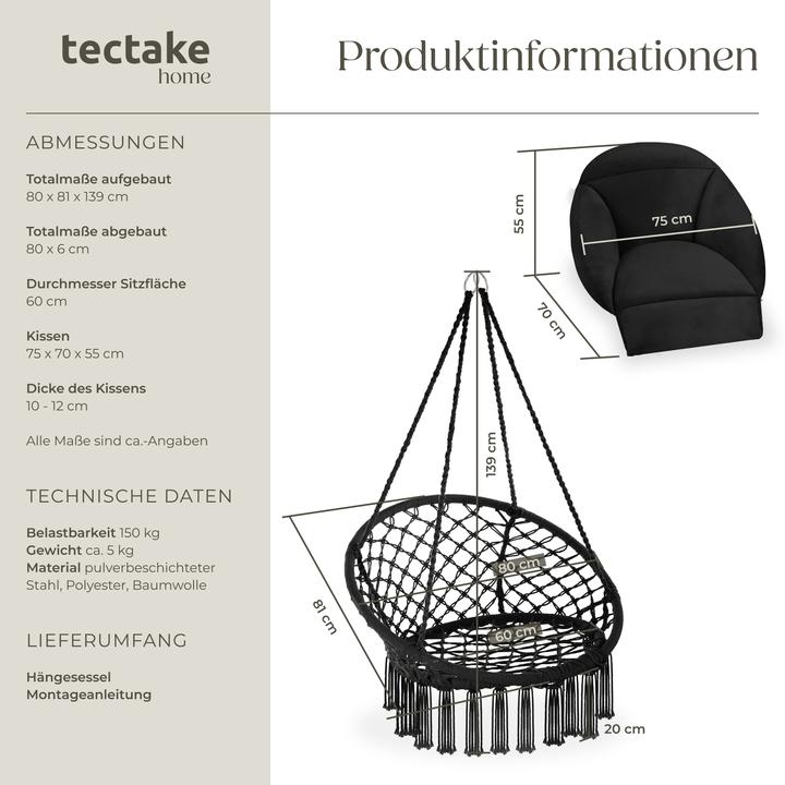 Produktbild tectake Hängesessel Samira (150 kg)