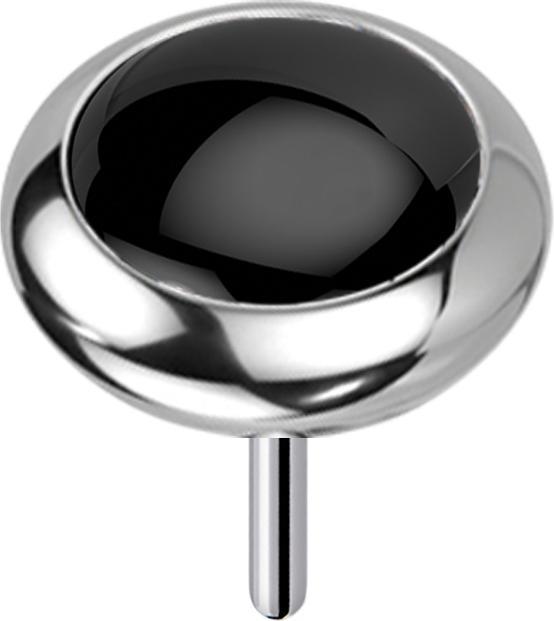 Star Piercing Threadless silber Scheibe abgerundet schwarzer Onyx Stein (Mineralisch, Titan G23, ohne Messing)