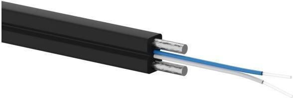 Actual product image Alantec Fibre optic cable OS2 FTTH flat SM 2J 9/125 LSOH black reinforced with two steel rods 1000m (CAT6, 1000 m)