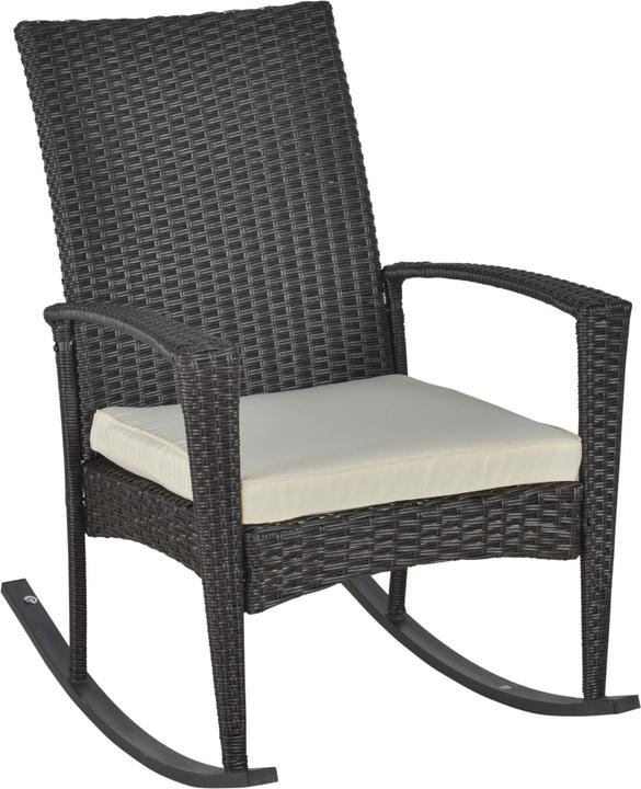 Produktbild Outsunny Polyrattan Schaukelstuhl mit Kissen