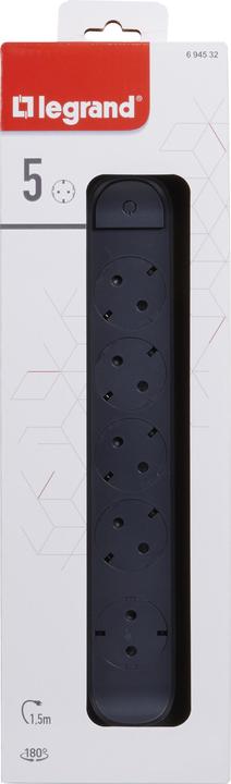 Actual product image Legrand Rotating power strip 5x socket, 1.5m cable Black 694532 (5 x, CEE, CEE 7/3, 1.50 m)