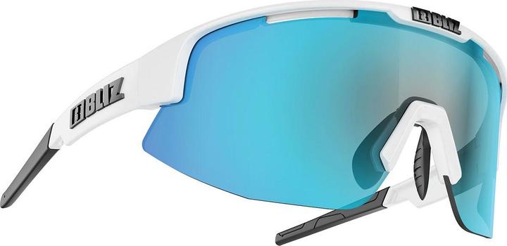 Bliz Matrix Small (matt white, Smoke w Blue Multi)