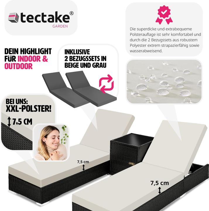 Immagine prodotto tectake 2 sedie a sdraio (184 cm)
