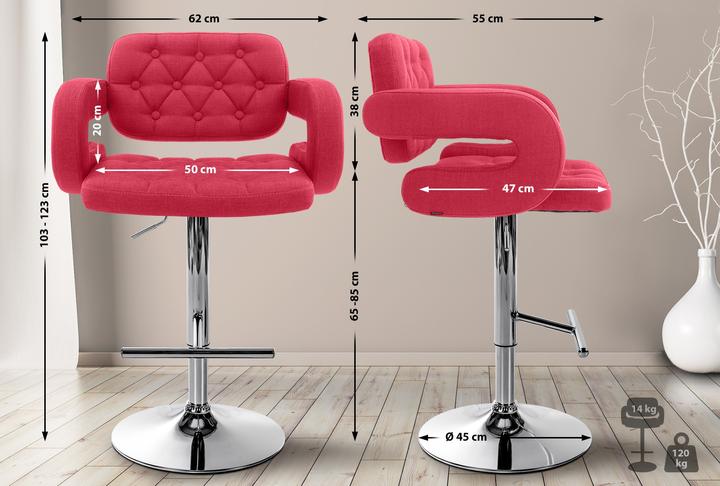 Immagine prodotto CLP Sgabello da bar Dublin FABRIC, rosso