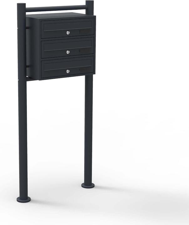 Produktbild Wiltec 3er Briefkastenanlage schwarz 513x270x1150mm Standbriefkasten Briefkasten