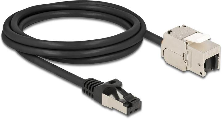 Image du produit Delock Câble RJ45 mâle vers Keystone Modul RJ45 femelle Cat.6A 2 m noir (S/FTP, CAT6a, 2 m)