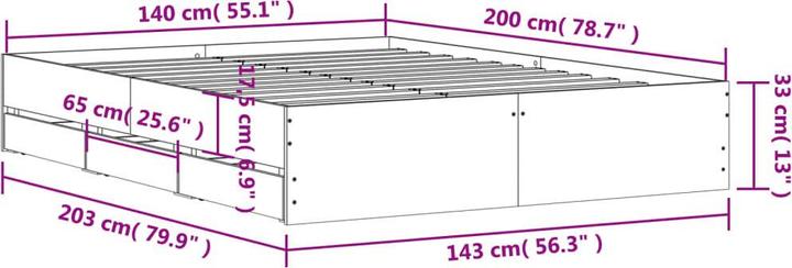 Produktbild VidaXL Bettgestell mit Schubladen (140 x 200 cm)