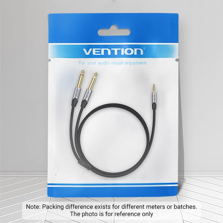 Image du produit Vention Câble mini jack 3.5 mm vers 2x jack 6.5 mm BARHG 1.5m (gris) (1.50 m, Jack 3,5 mm (AUX))