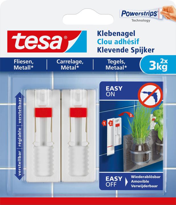 tesa Klebenagel für Fliesen & Metall, höhenverstellbar