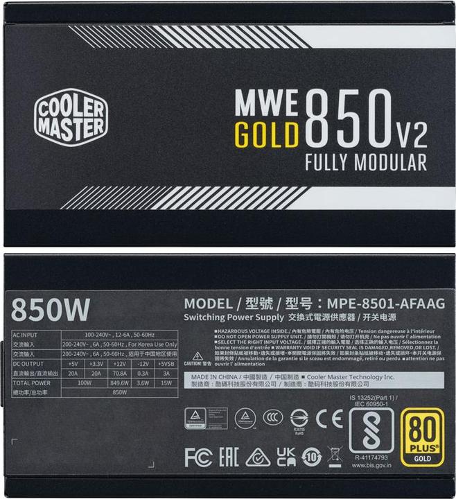 Actual product image Cooler Master Power supply unit MWE V2 3.0 Ready (850 W)