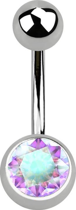 Star Piercing Sterile Banane silber mit Kugel und Kugel Kristall multicolor (ohne Messing, Titan G23)
