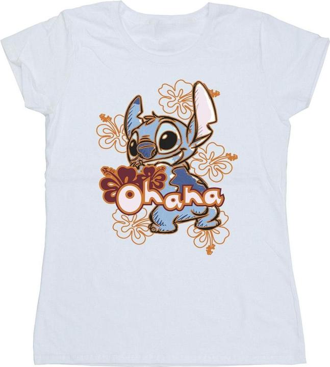 Immagine prodotto Disney Lilo And Stitch Ohana Orange Hibiscus Maglietta Donna (XL)