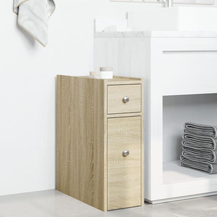 Actual product image VidaXL Narrow bathroom cabinet with castors