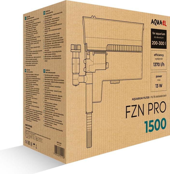 Aquael Filtre extérieur FZN Pro 1500 (300 l, Filtres externes, Eau douce, Eau de mer)