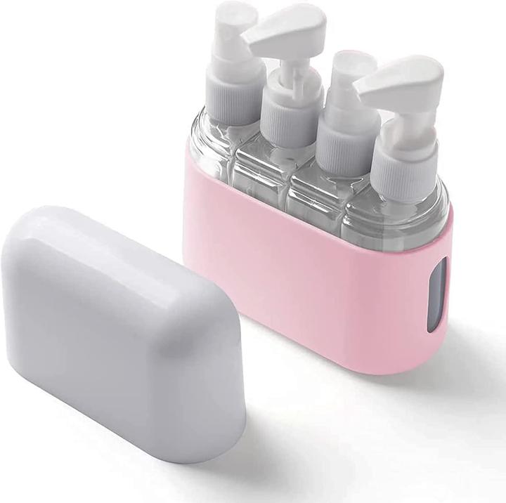 Swissdetector Praktisches und elegantes 4-in-1-Reisefläschchen-Set - 50Ml - Rosa (Flüssigkeitsbeutel)