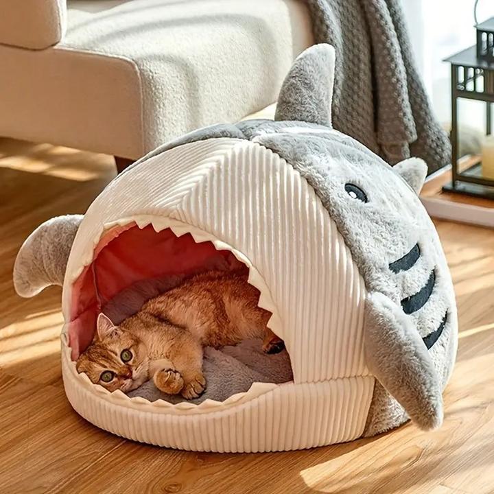 Actual product image Out of the blue Cosy cat bed, cat house shark igloo size L grey (Dog)