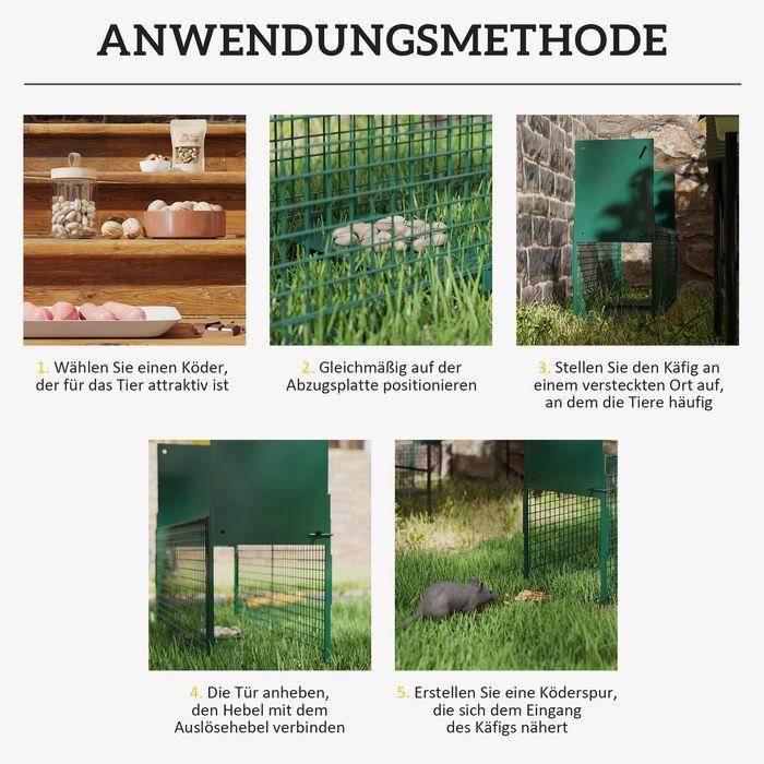 Produktbild Swisshandel24 Marderfalle, Lebendfalle mit Doppeltür, 80x25x30 cm, Stahl, Grün