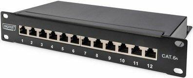 Actual product image Digitus CAT 6A Patch Panel, shielded, 12-Port, 1HE, 10", grey