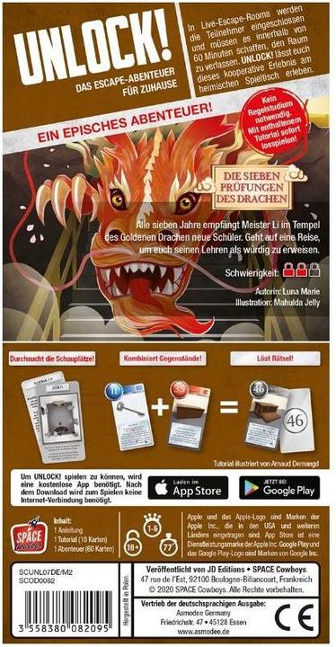 Actual product image Asmodée SCOD0062 - Unlock! Seven trials of the dragon (singlescenario), 1-6 players, ages 10+ (DE edition) (German)
