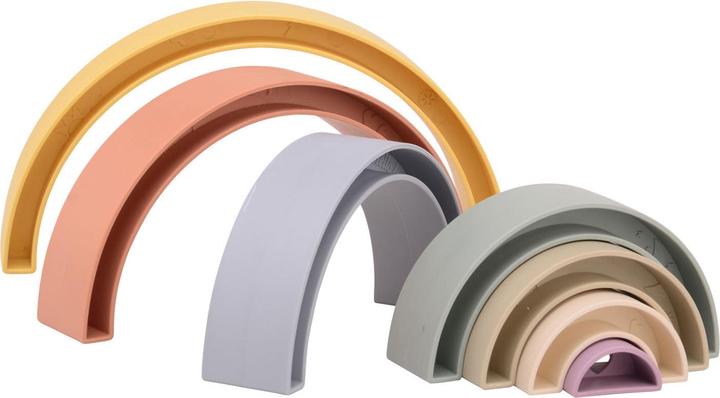 Actual product image Johntoy Happy World organic plastic stack rainbow