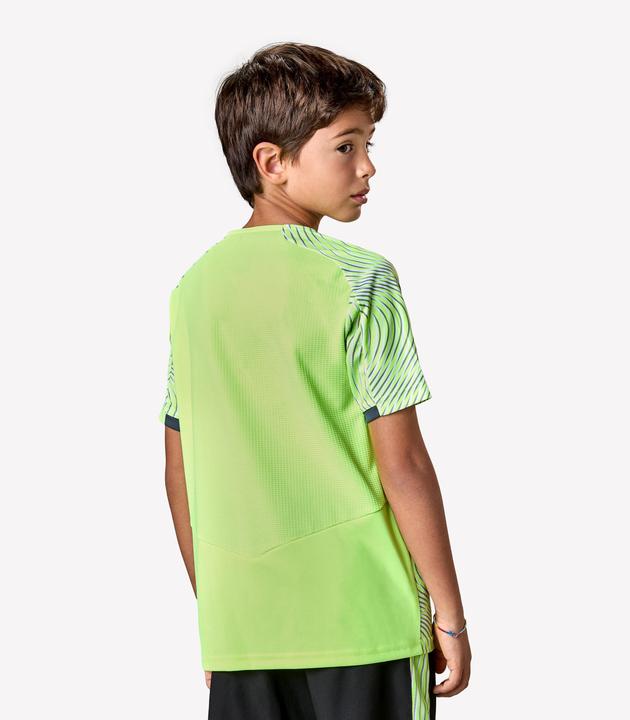 Image du produit Kipsta Maillot De Football Enfant Manches Courtes Viralto Wave Jaune Fluo, Gris,Noir (12, 13, 14)